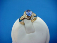 Nice Tanzanite & Halo Diamonds Ladies Gold Ring