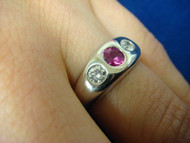 RUBY AND DIAMONDS GYPSY RING 14K WHITE GOLD, 0.65 CT T.W.