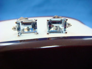 1.50 CARAT T.W. AQUAMARINE AND DIAMONDS EARRINGS 14K WHITE GOLD