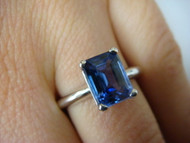 1.85 CARAT TANZANITE EMERALD CUT SOLITAIRE PLAIN CLASSIC SETTING RING