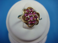 0.50CT T.W. GENUINE RUBIES 10K YELLOW GOLD 3.2 GRAMS VINTAGE LADIES RING SIZE 6