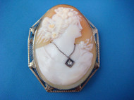 ANTIQUE LARGE GOLD CAMEO ART-DECO FILIGRY FRAME 1920S 17 GRAMS HAND CARVED