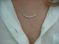 14K ROSE GOLD 1.01 CT OPEN DIAMONDS HIGH END BAR NECKLACE, 18 INCH LONG