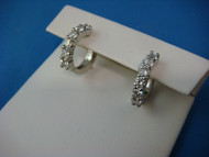 14K WHITE GOLD LADIES SMALL HOOP EARRINGS WITH 1.10 CARAT DIAMONDS ON THE FRONT