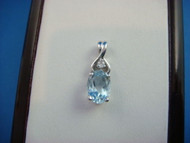 1.35 CT. AQUAMARINE AND DIAMOND CLASSIC PENDANT 14K WHITE GOLD