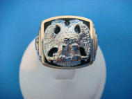 14K GOLD MASONIC HEAVY MEN'S RING, SOLID BACK.