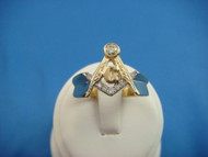 14K Yellow Gold Masonic Compass Ring with Diamonds 11 Grams Size 11