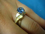 1.11 CT Genuine Tanzanite and Diamonds 2 Tone Gold Ladies Ring