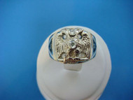 100% Handmade 14k Yellow Gold Masonic Men's Ring with Genuine Diamonds
