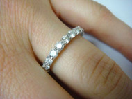 Eternity Diamond Ring Shared Prongs 1.60 Carat T.W. 14K White Gold.