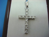 14k White Gold Genuine Diamonds Plain Cross