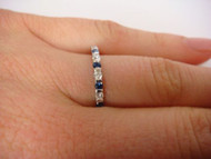 SAPPHIRE AND DIAMONDS VERY THIN WEDDING RING, 0.40 CT T.W.