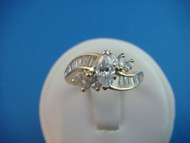 14k Gold Genuine Marquise and Baguette Cut Diamonds Engagement Ring