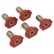 758-067 } 1/4" Composite Spray Nozzles / 4.0 Size, Red, 5 Pack