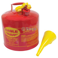 765-188 } Metal Safety Fuel Can / Eagle 5 Gallon With Funnel