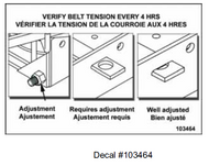 103464 } DECAL BELT ADJUSTMENT