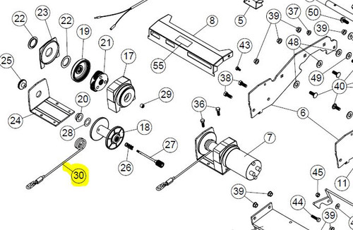 104827 - WINCH CABLE } WINCH CABLE - Item #30 in illustration