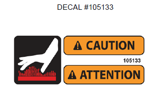 105133 } DECAL CAUTION HOT SURFACE