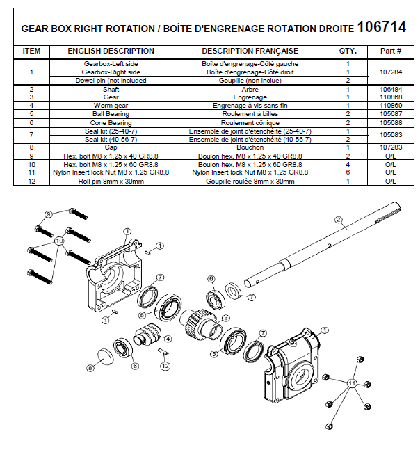 106714 } GEAR BOX RIGHT ROTATION - Salem Power Equipment, LLC