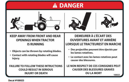 108023 } TILLER SAFETY DECAL