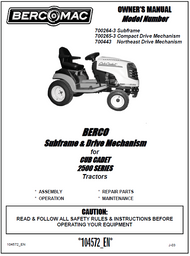 700265-3 } Subframe & Drive Mechanism for CUB CADET 2500 SERIES Tractors