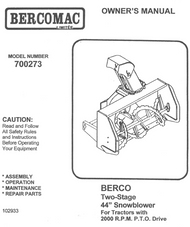 700273 } Two-Stage 44¨ Snowblower for tractors with 2000 R.P.M  P.T.O Drive