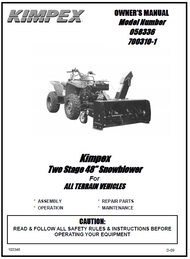 700310-1 } Two Stage 48" Snowblower For ALL TERRAIN VEHICLES