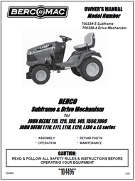 700339-5 } Subframe for John Deere 115, 125, 135, 145, 155c, 190c, L110, L111, L118, L120, L130, LA & D Series Tractors