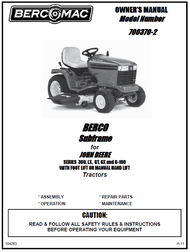 700370-2 } Subframe for John Deere 300, LX, GT, GX & G-100 Series Tractors with Manual Lift