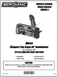 700465-1 } 40'' Compact Snowblower Electric Lift (Belts: see drive manual)