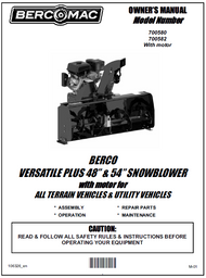 700582 } 54" Versatile Plus Snowblower (with centered motor, one V-Belt & electric clutch)