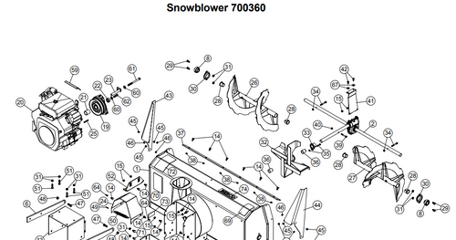 700360 } 48'' Prestige Snowblower (with saddle and timing belt)