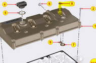 ED0012135830-S } ROCKER ARM COVER/ SCREW PIN GASKET
Item #8 in illustration (4 cyl shown)