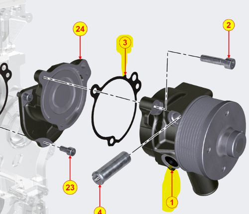 ED0065845640-S } WATER PUMP ASS.Y TRACT.