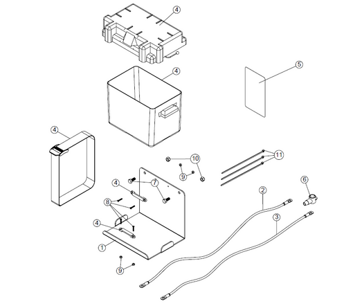 700524-1 } Battery suport with wiring