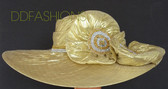 Gold Hat with Big Asymmetrical Brim