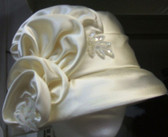 Ladies Satin Cloche, Jeweled Floral Spray