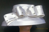 White Ladies Hat with Jeweled Bow