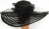 Ladies Black Derby Meshed Uneven Large Brimmed Hat