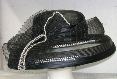 Black Ladies Hat with Jewel Accents