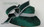 Green ladies church hat with silver banding circular bow