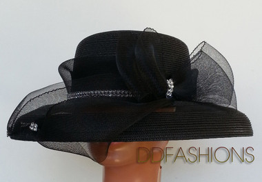 Ladies hats black elegant jeweled band