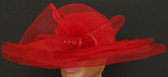 ddfashions.com - Red Large Mesh Wide Brim Ladies Hat