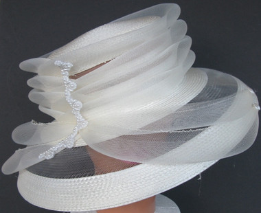Layered Crown Seethrough Brim White Ladies Hat
