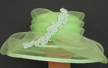 Light Green Ladies Meshed Brim and Layered Crown