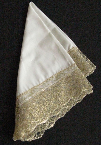 Gold Laces on White Square Handkerchief Made to Go with Formal wear 