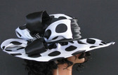 Wavy Brimmed Polka Dot Women's Hat W Jewel Accent. 