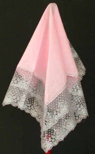 Pink Handkerchief With Large White Laces 