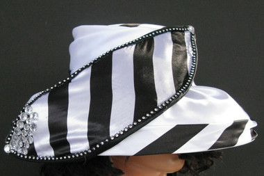Striped Small Brimmed with Rhinestone Large Matching Bow