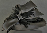 Lovely Down Brimmed Black Cloche Ladies Hat With Matching Feather Spray.